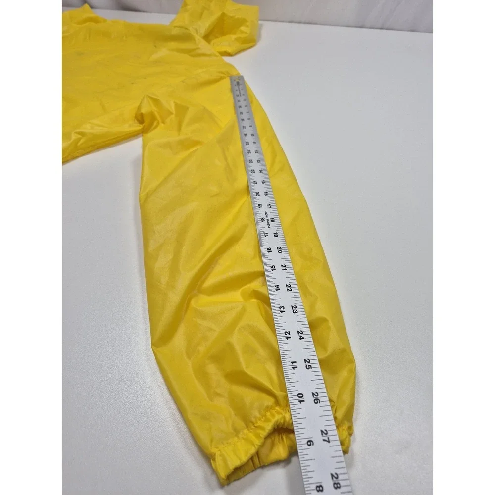 VTG Izod Lacoste Jacket Mens XL Yellow Hooded Anorak 1/4 Zip Windbreaker FLAW